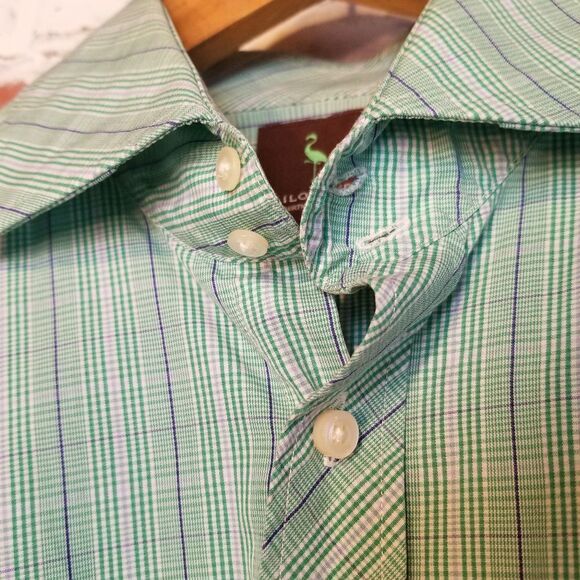 Tailorbyrd Plaid Green Purple Shirt Large - Picture 2 of 7